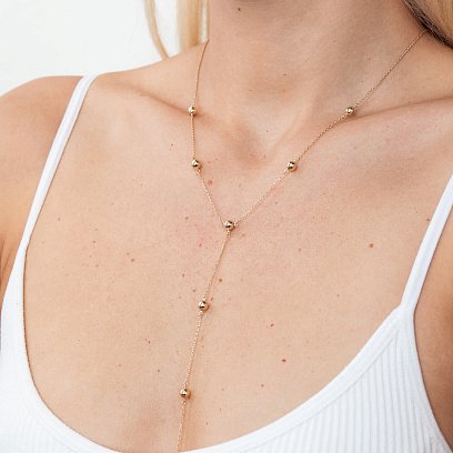 Кольє "Кульки" у жовтому золоті 2 в 1 кол02064 №7