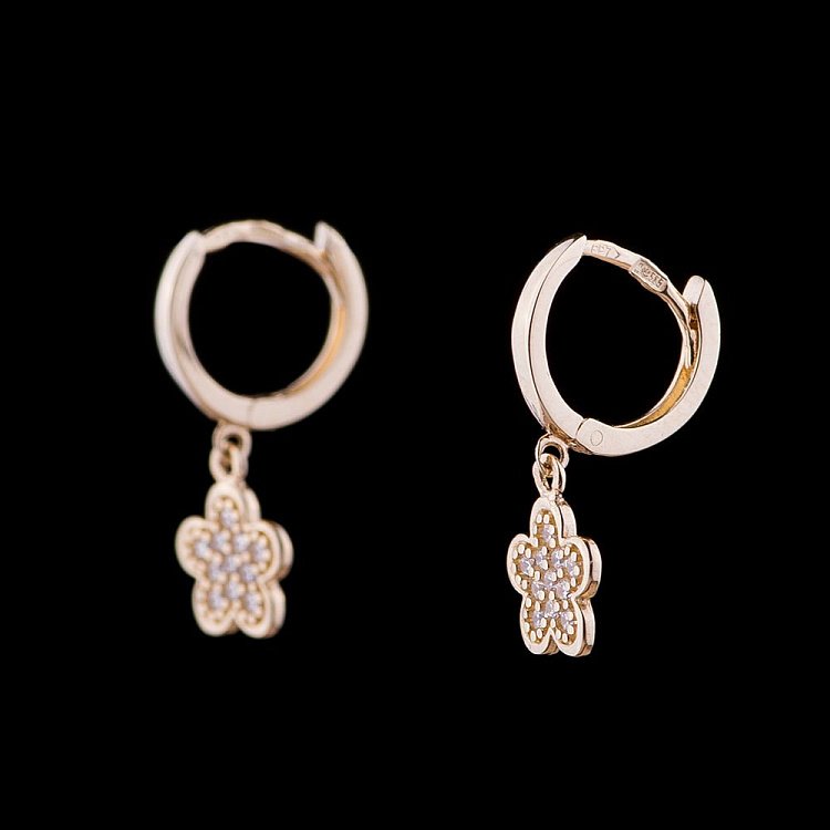 Детские золотые серьги "Цветочек" с04850 от ювелирного магазина Оникс - 2