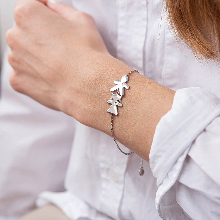 Срібний браслет "Дівчинка та хлопчик" (можливе гравіювання) 2084 від ювелірного магазину Онікс - 9