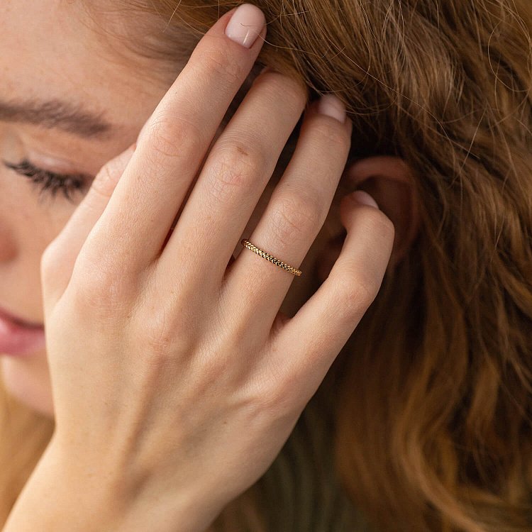 Каблучка "Косичка" у жовтому золоті к07129 від ювелірного магазину Онікс - 14