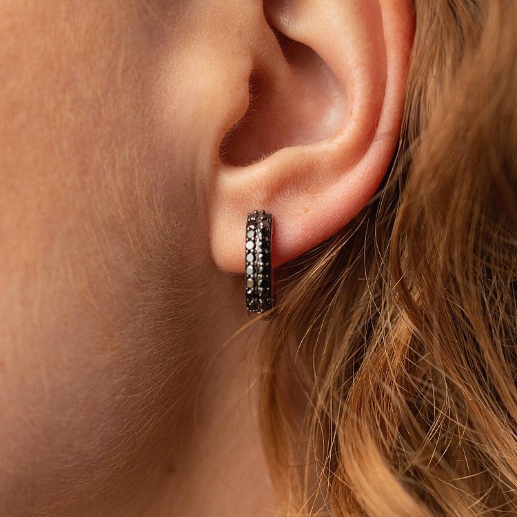 Золоті сережки з чорними діамантами сб0426gl від ювелірного магазину Онікс - 1