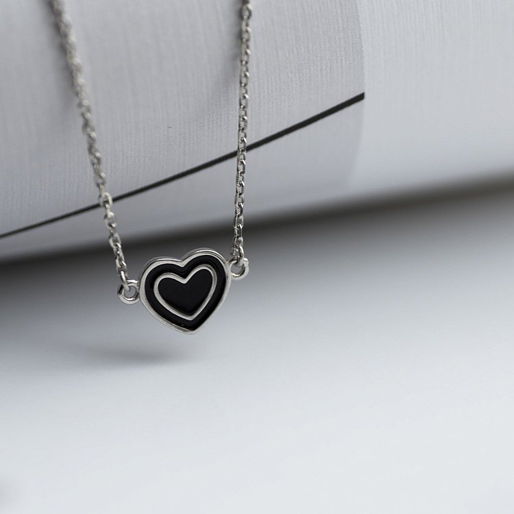 Срібне кольє "Сердечко" (емаль, фіаніти) 18647 від ювелірного магазину Онікс - 9