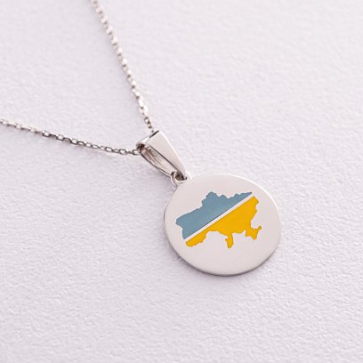 Серебряное колье "Карта Украины" с эмалью 940 №3