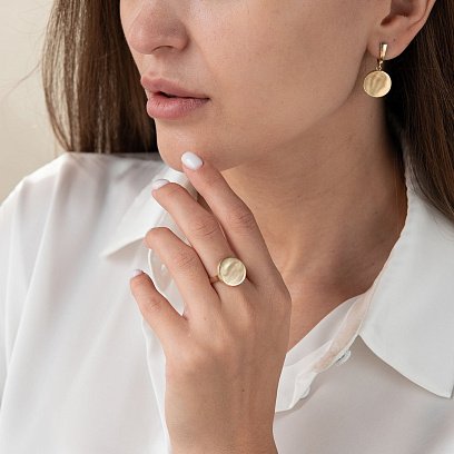 Каблучка "Давіна" в жовтому золоті (фіаніти) к06893 №3