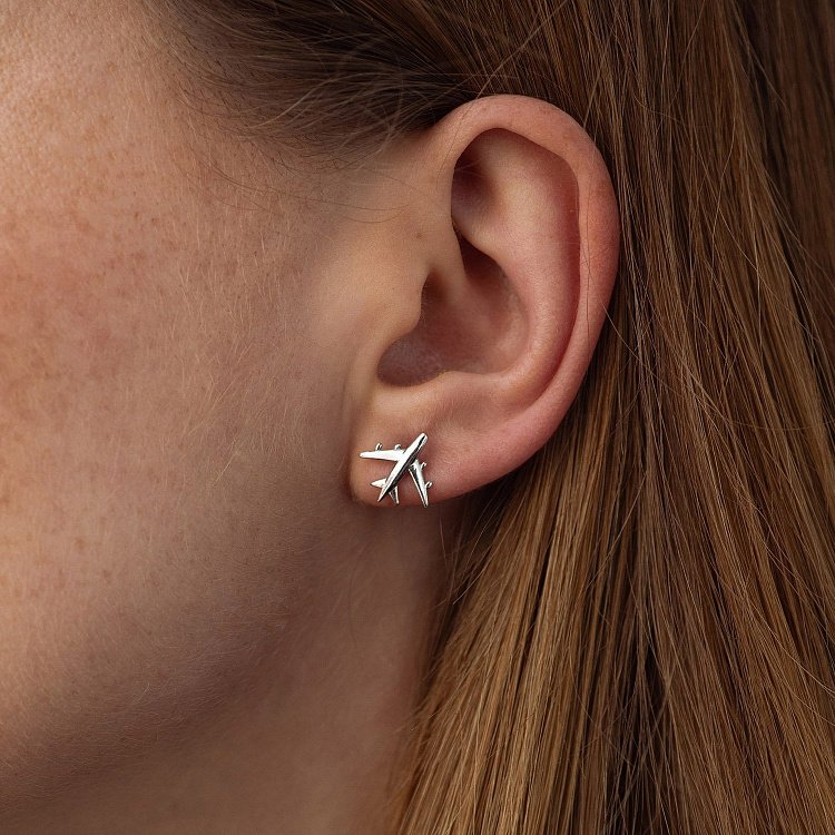 Серебряные серьги-пусеты "Самолетик" 122556 от ювелирного магазина Оникс - 4