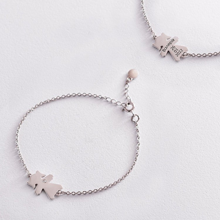 Браслет "Девочка" в белом золоте (возможна гравировка) з2077б от ювелирного магазина Оникс - 2