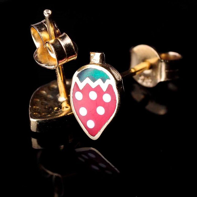 Золоті сережки "Полунички" (емаль) с01062к від ювелірного магазину Онікс - 2