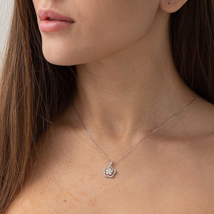 Золотой кулон "Цветочек" с бриллиантами кит0522 от ювелирного магазина Оникс - 1