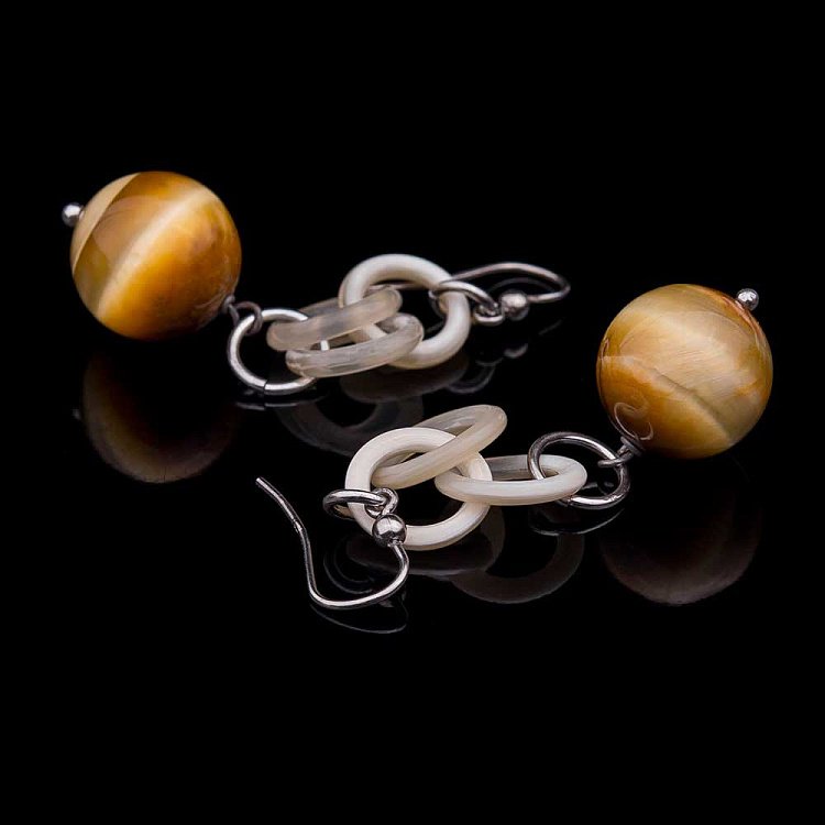 Сережки з агатом і ракушняк 151с18 - 1 Сережки з агатом і ракушняк 151с18 від ювелірного магазину Онікс - 1