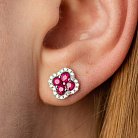Золоті сережки - пусети "Клевер" (діаманти, рубіни) сб0521cha от ювелирного магазина Оникс - 3