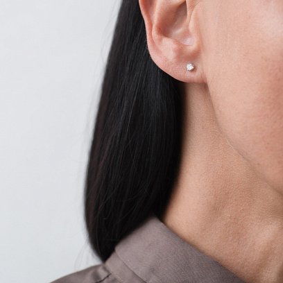 Золоті сережки - пусети з фіанітами с02891 №4