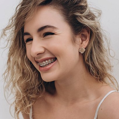 Золоті сережки "Конюшина" (фіаніт) с06172 №6