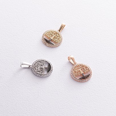 ﻿Кулон "Древо життя" з фіанітами (біле золото) п03820 №4