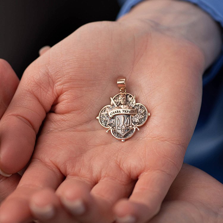 Золотий кулон "Український козак. Боріться-поборете, Вам Бог помагає" п03796 від ювелірного магазину Онікс - 1