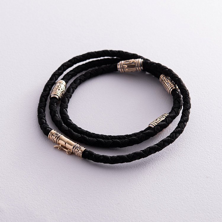 Шовковий шнурок із золотими вставками лсп0014-1 від ювелірного магазину Онікс