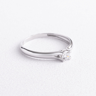 Помолвочное золотое кольцо с фианитом к08520 №2