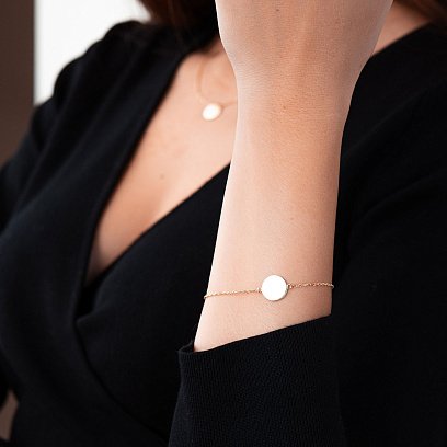 Браслет "Монетка" в жовтому золоті (можливе гравіювання) б04916 №11