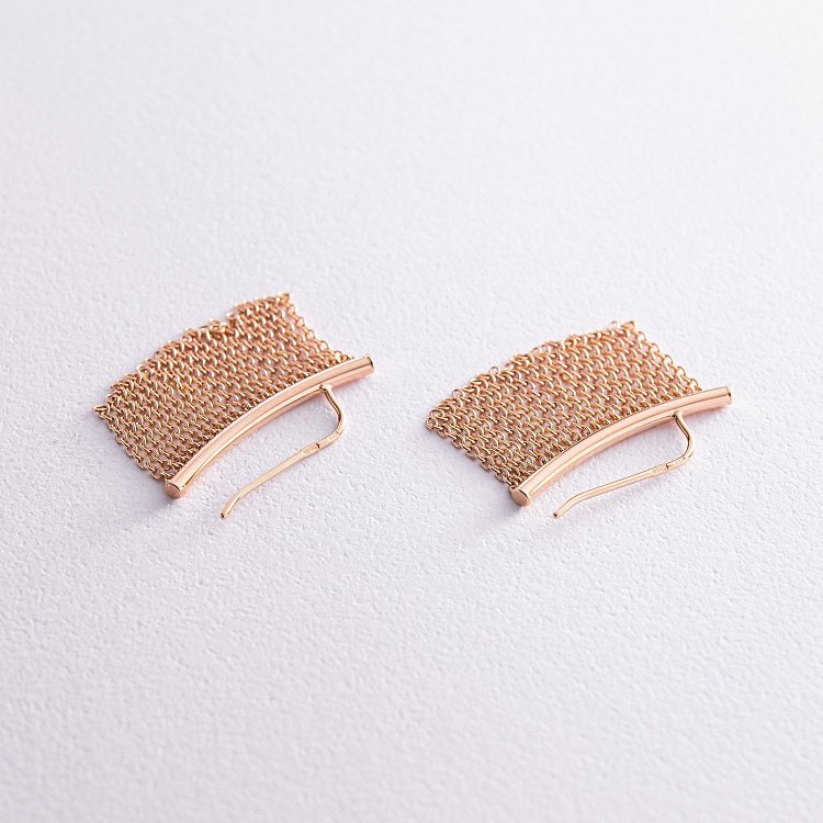 Золоті сережки - клаймбери "Камілла" з ланцюжками с07965 від ювелірного магазину Онікс - 6