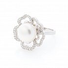 Срібний перстень "Квіточка" (культ. прісн. перли, фіаніти) 111789 от ювелирного магазина Оникс