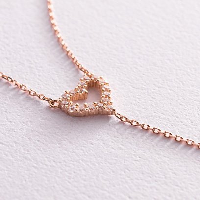 Золотое колье "Сердечки" с фианитами кол02005 №4