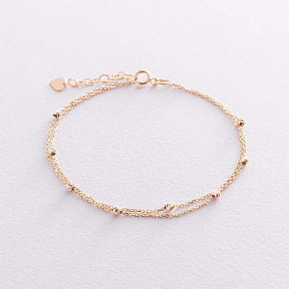 Подвійний браслет "Кульки" в жовтому золоті б04706 №6