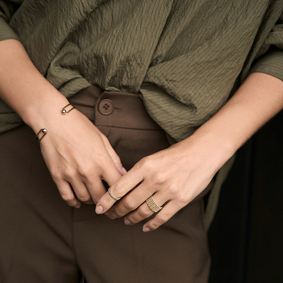 Каблучка "Рейчел" з кульками (жовте золото) к07333 №21