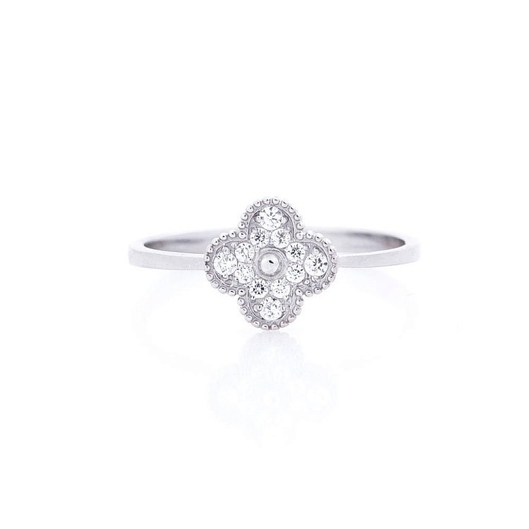 Золотое кольцо "Клевер" (фианиты) к254 от ювелирного магазина Оникс - 2