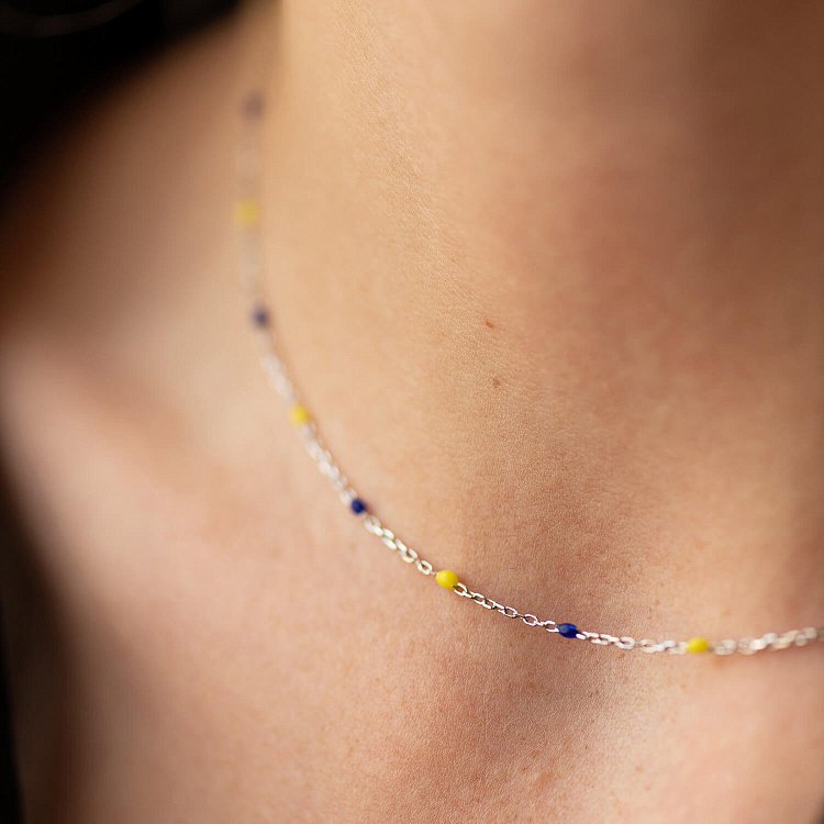 Кольє в сріблі (синя та жовта емаль) 181270 від ювелірного магазину Онікс - 1