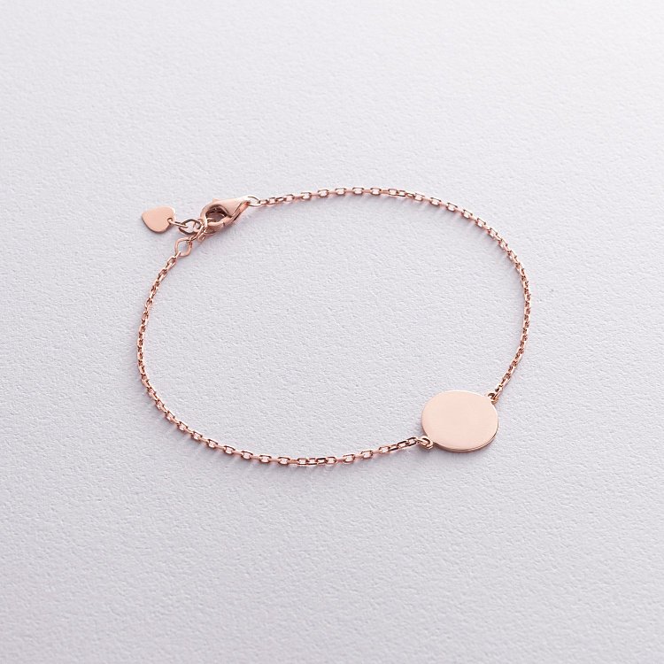 Браслет "Монетка" в червоному золоті (можливе гравіювання) б04918 від ювелірного магазину Онікс