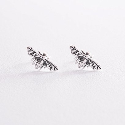 Серебряные серьги - пусеты "Оса" 123216