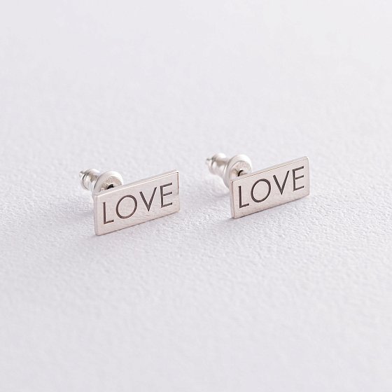 Срібні сережки - пусети "Love" 122868love