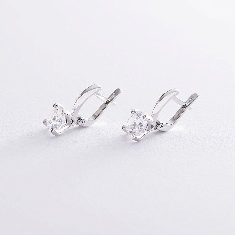 Золотые серьги с фианитами с04443 от ювелирного магазина Оникс - 2