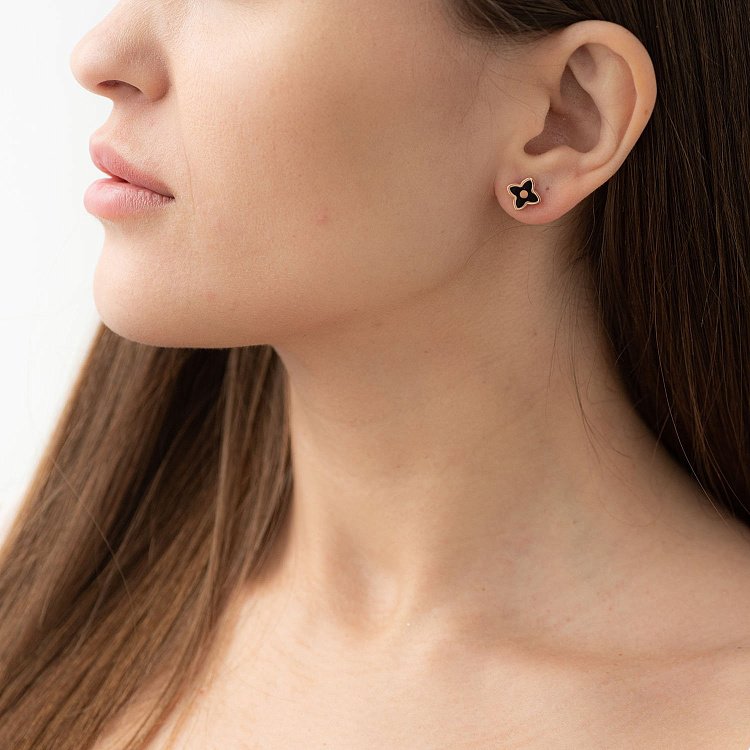 Золоті сережки - пусети "Конюшина" с06817 від ювелірного магазину Онікс - 2