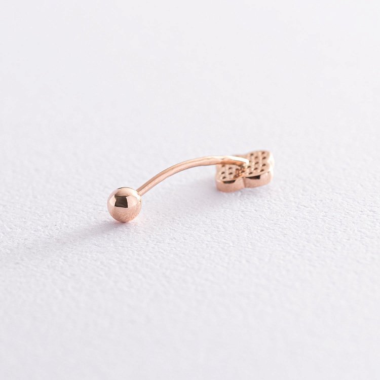 Золотий пірсинг в пупок "Конюшина" з фіанітами пир00243 від ювелірного магазину Онікс - 1