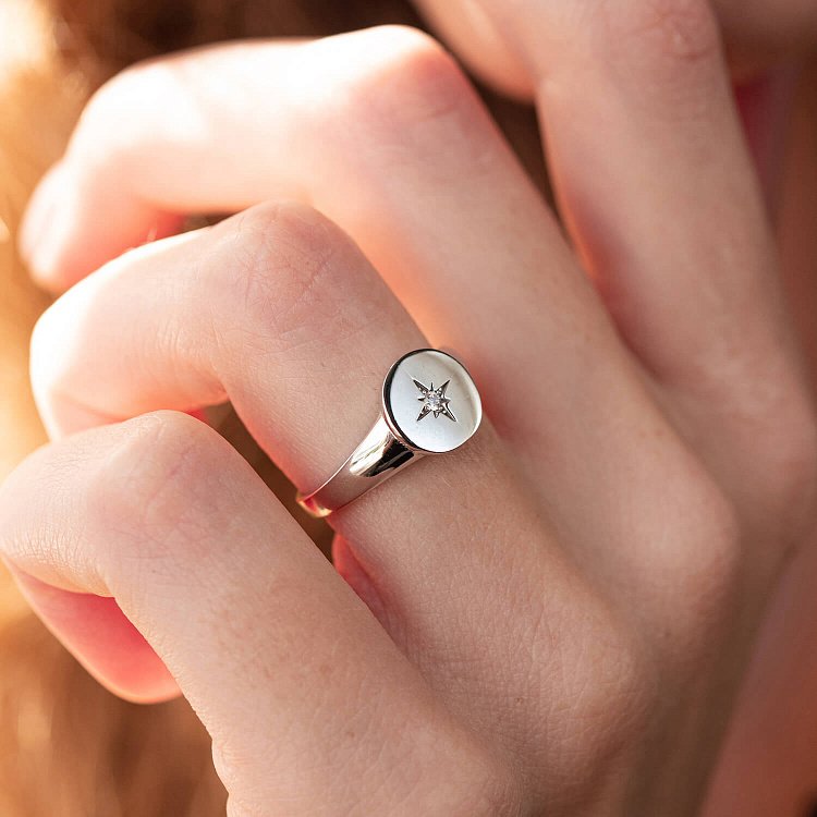 Кольцо "Полярная звезда" в белом золоте к07123 от ювелирного магазина Оникс - 2