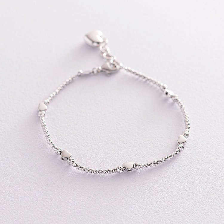 Золотой браслет "Сердечки" б03947 от ювелирного магазина Оникс