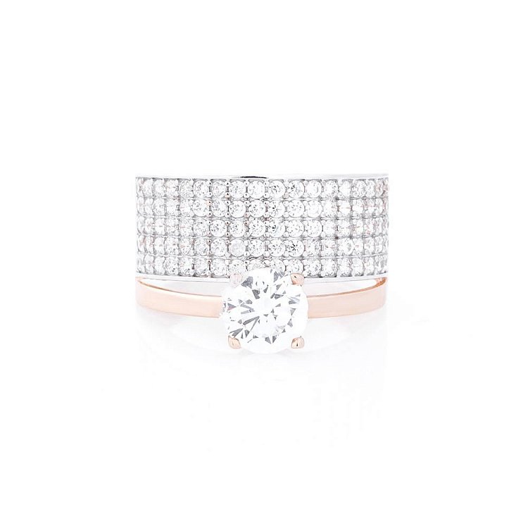 Золотое кольцо (фианиты) к05359 от ювелирного магазина Оникс - 1