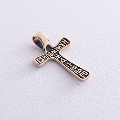 ﻿ Хрестик у жовтому золоті (чорніння) п03875 №7