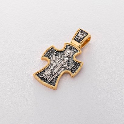 Серебряный крест (чернение, позолота)"Распятие. Николай Чудотворец" 132768 №4