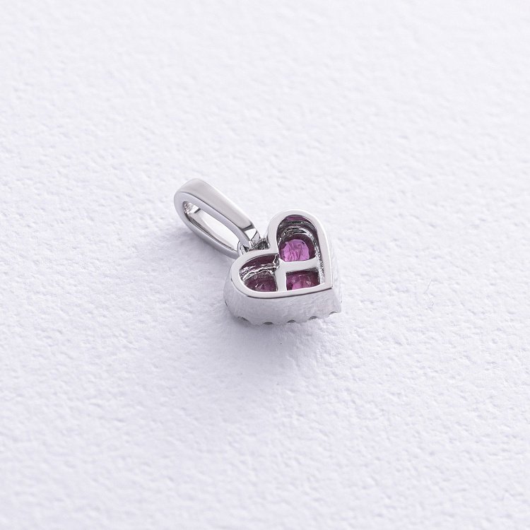 Золотий кулон "Сердечко" (діаманти, рубіни) пб0320cha від ювелірного магазину Онікс - 2