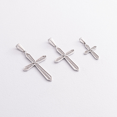 Хрестик у білому золоті (фіаніти) п04056 №3