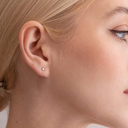 Золотые серьги - пусеты с бриллиантами 316621121 №5