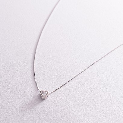 Серебряное колье "Сердечко" с фианитом 181170