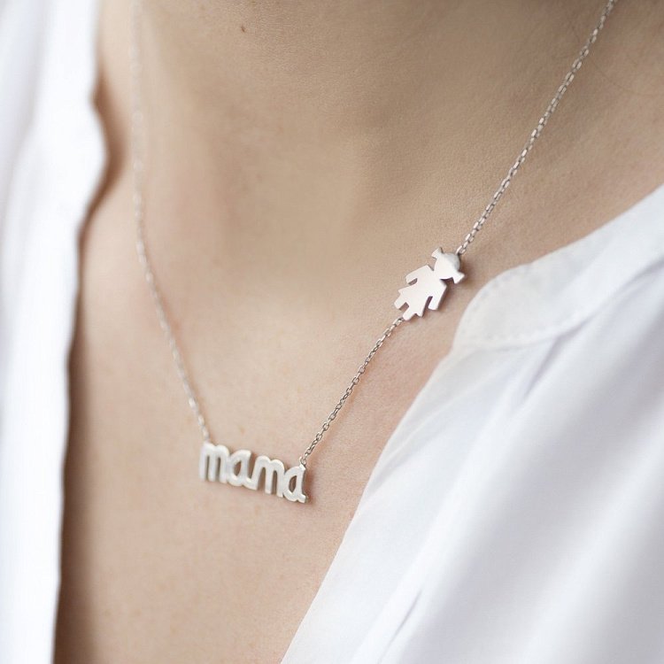 Серебряное колье Мама с девочкой 18564 от ювелирного магазина Оникс - 5