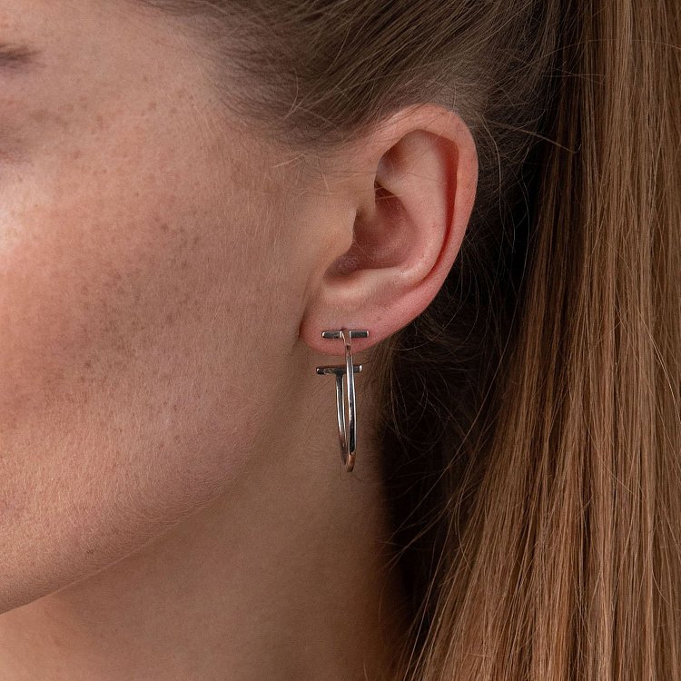 Серебряные серьги - пусеты "Дафна" 4850 от ювелирного магазина Оникс - 2