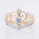 Золотое кольцо "Корона с фианитами" к04764 от ювелирного магазина Оникс - 2