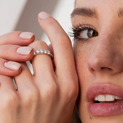 Кольцо в белом золоте с бриллиантами кб0492cha №2