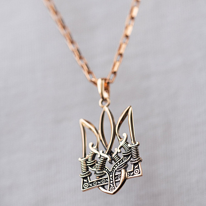 Підвіска "Тризуб з шаблями" у червоному золоті п03915 №4