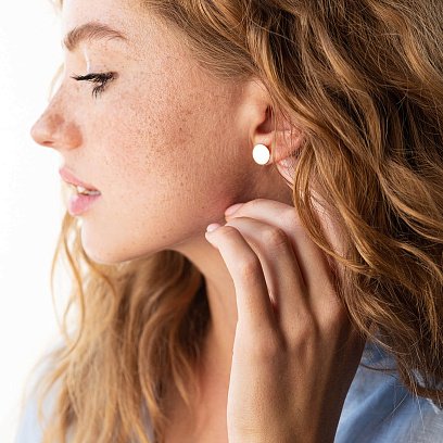 Золоті сережки - пусети "Кружечки" с08037 №4