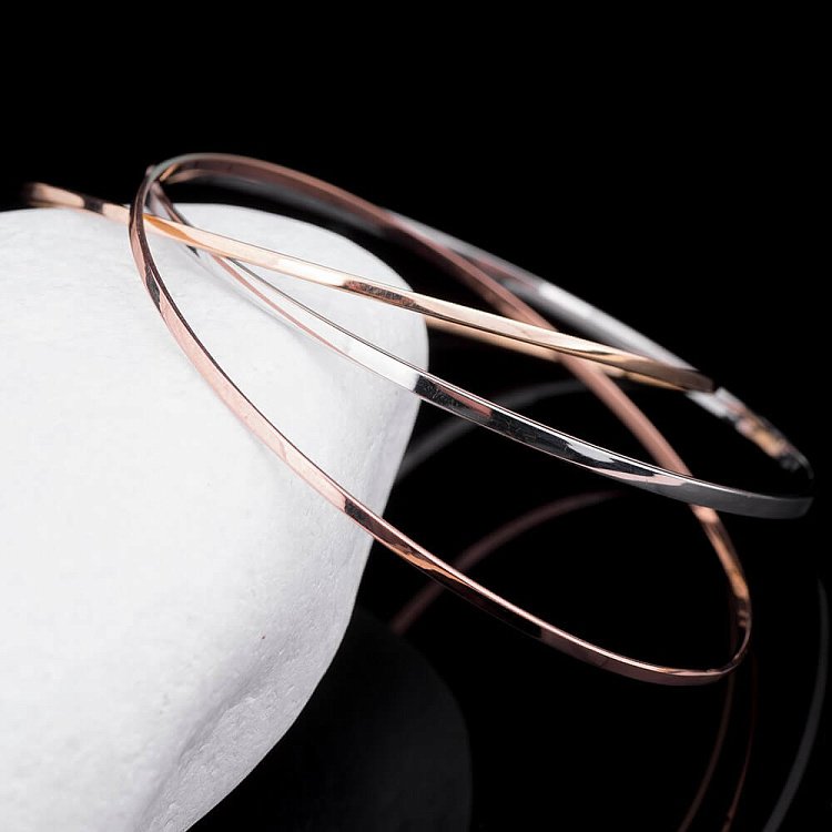 Тройной браслет из белого, красного и желтого золота б01692 от ювелирного магазина Оникс - 2